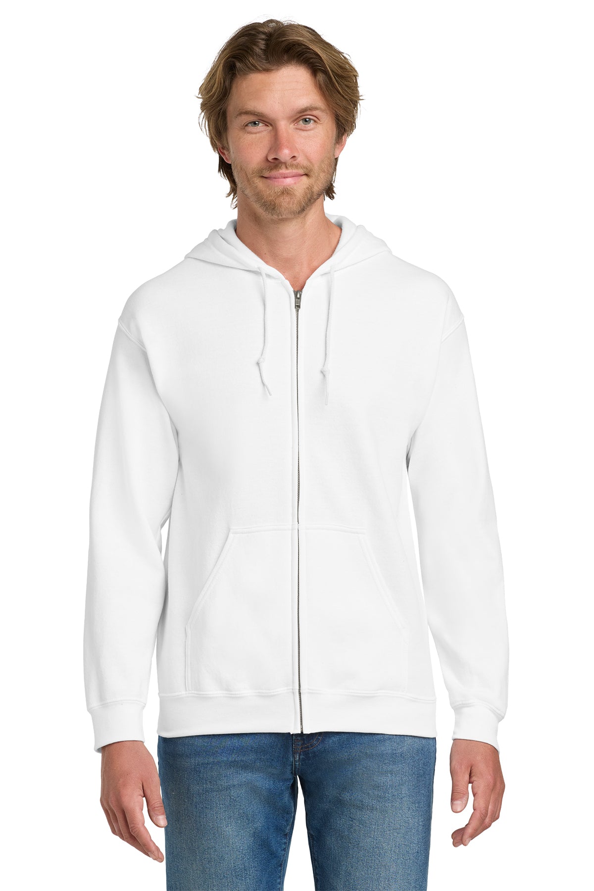 Gildan® 18600 Heavy Blend™ Full-Zip Hooded Sweatshirt - White