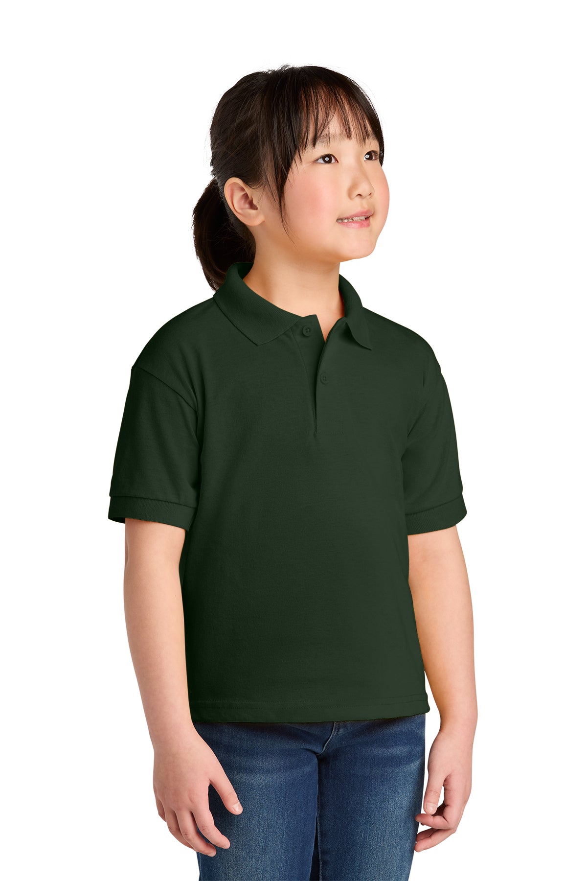 Gildan 8800B Youth DryBlend 6-Ounce Jersey Knit Sport Shirt in Forest Green