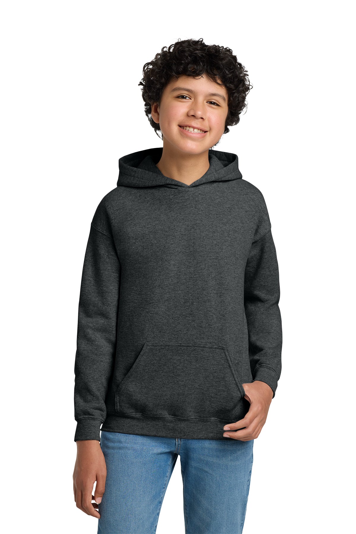 Gildan® 18500B Youth Heavy Blend™ Hooded Sweatshirt - Fan Charcoal Heather