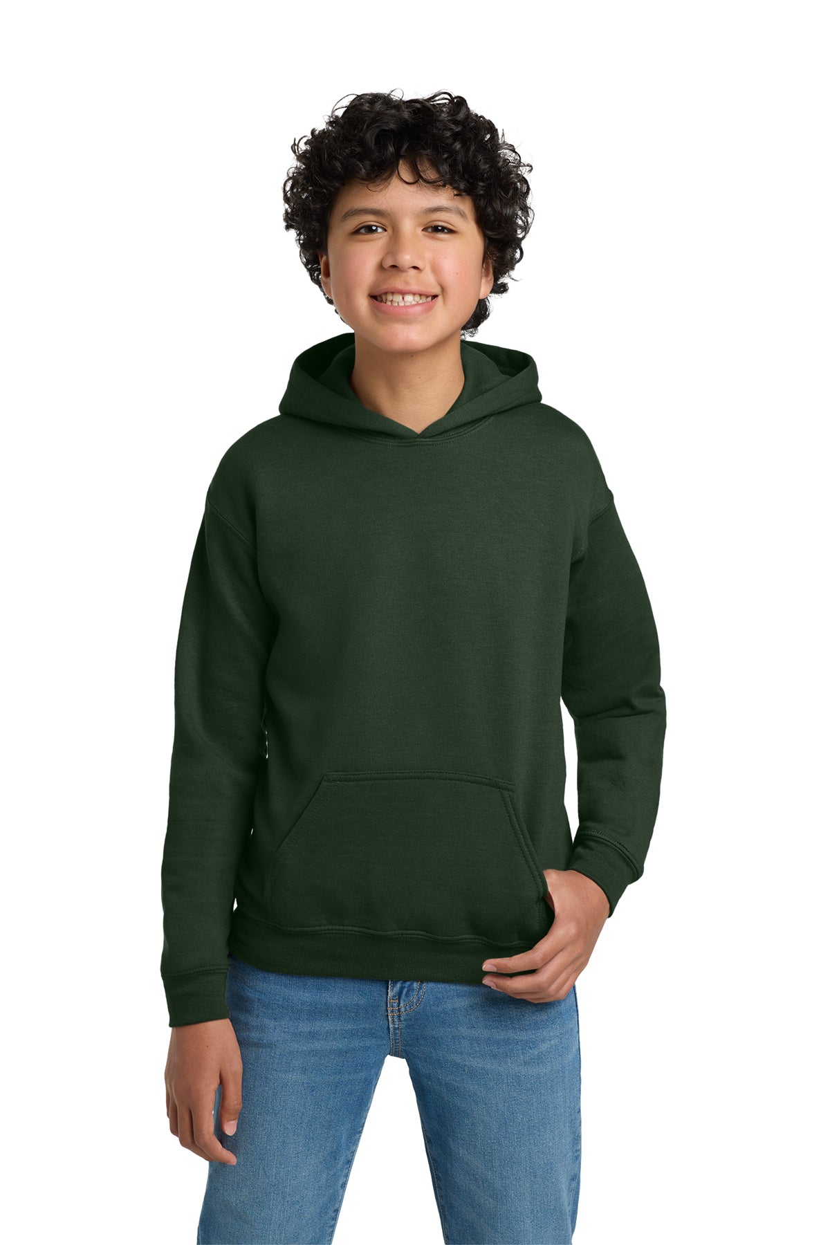 Gildan 18500B Youth Heavy Blend Hooded Sweatshirt in Forest Green