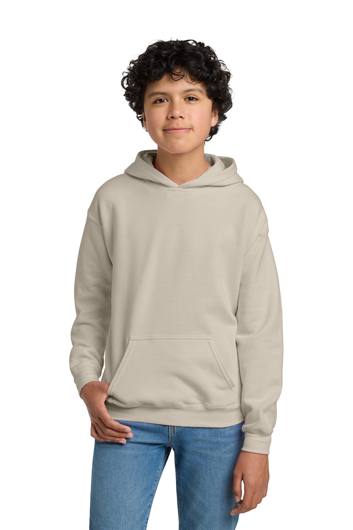 Gildan 18500B Youth Heavy Blend Hooded Sweatshirt in Sand