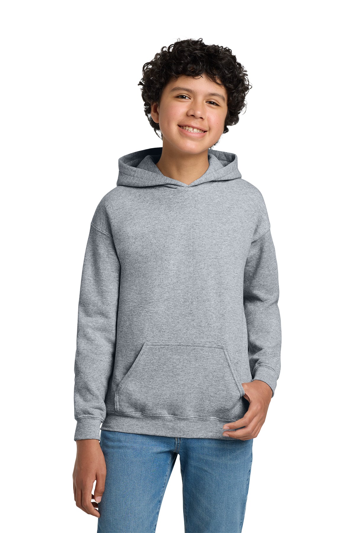 Gildan 18500B Youth Heavy Blend Hooded Sweatshirt in Sport Grey
