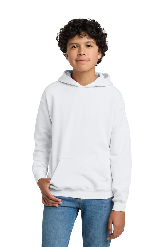 Gildan 18500B Youth Heavy Blend Hooded Sweatshirt in White