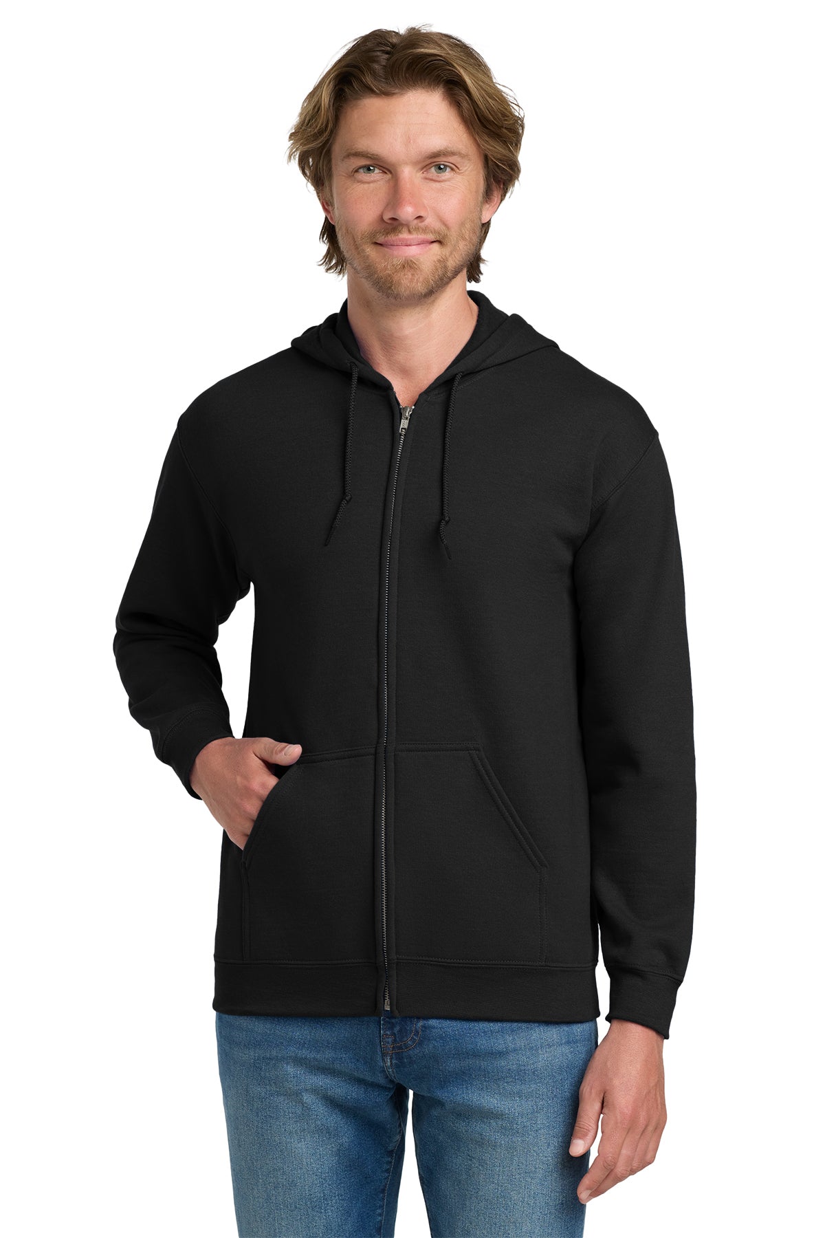 Gildan 18600 Heavy Blend Full-Zip Hooded Sweatshirt in Black