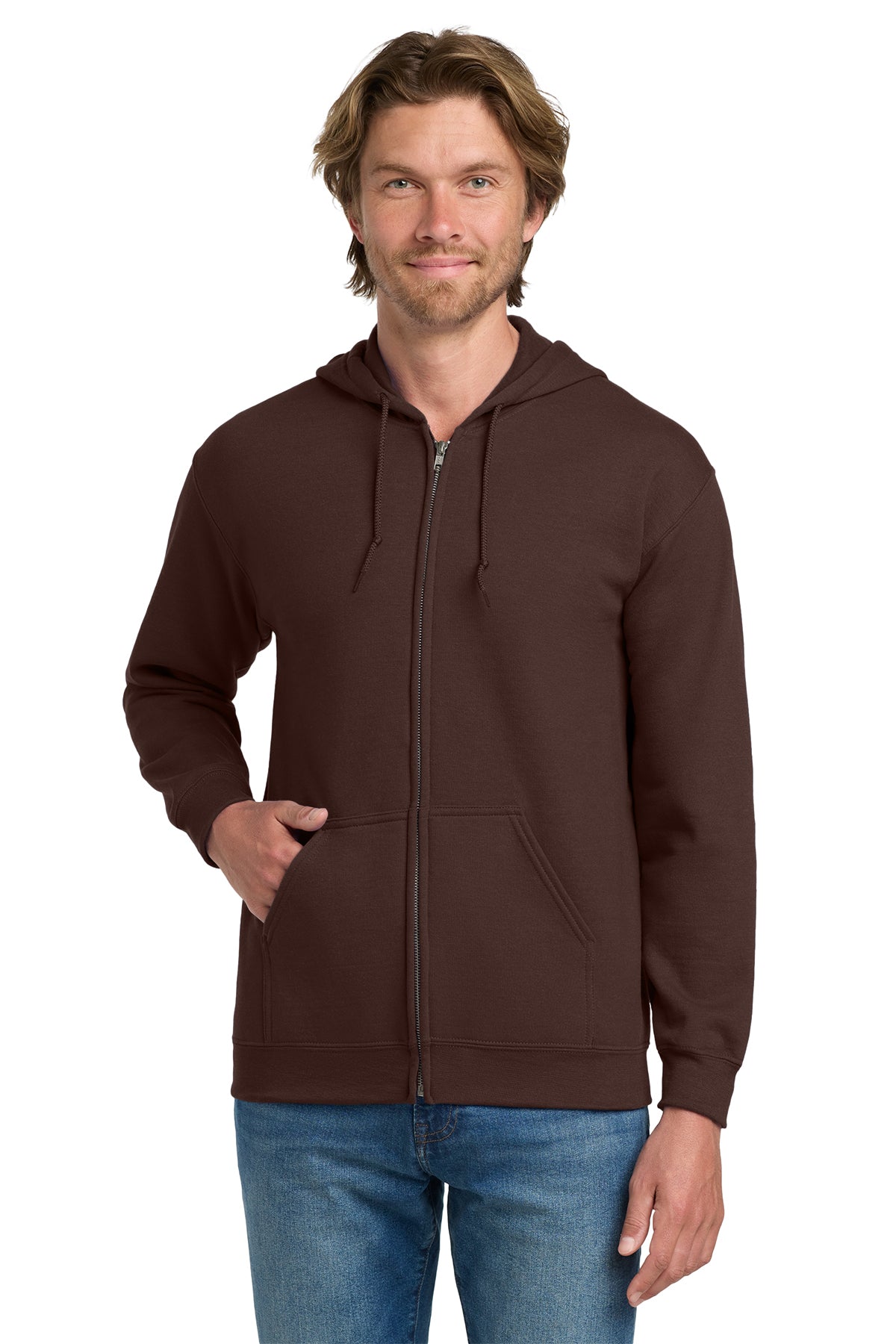 Gildan® 18600 Heavy Blend™ Full-Zip Hooded Sweatshirt - Dark Chocolate
