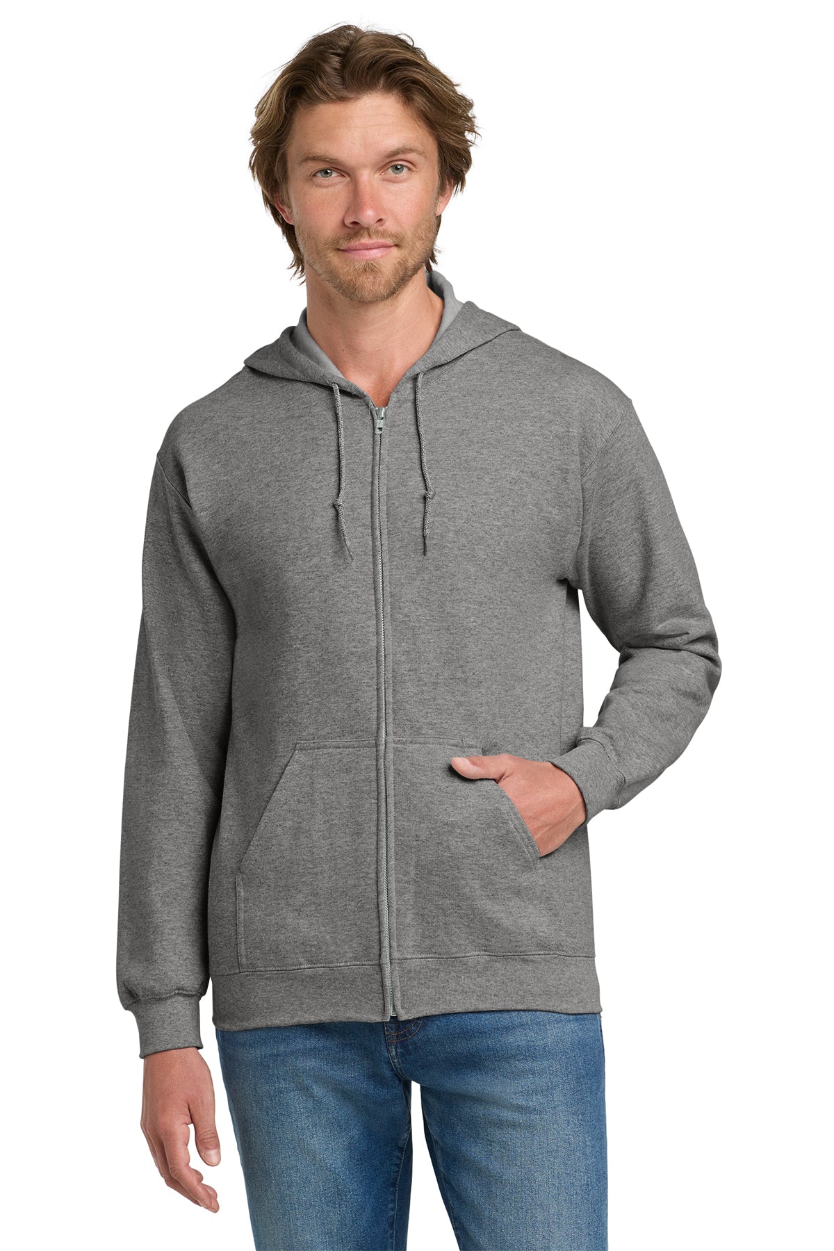 Gildan® 18600 Heavy Blend™ Full-Zip Hooded Sweatshirt - Graphite Heather