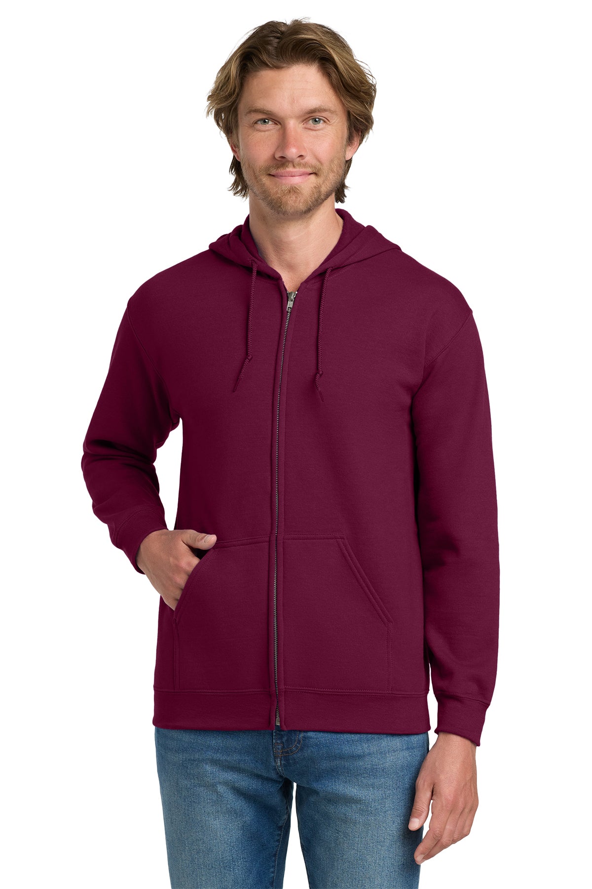 Gildan 18600 Heavy Blend Full-Zip Hooded Sweatshirt in Maroon