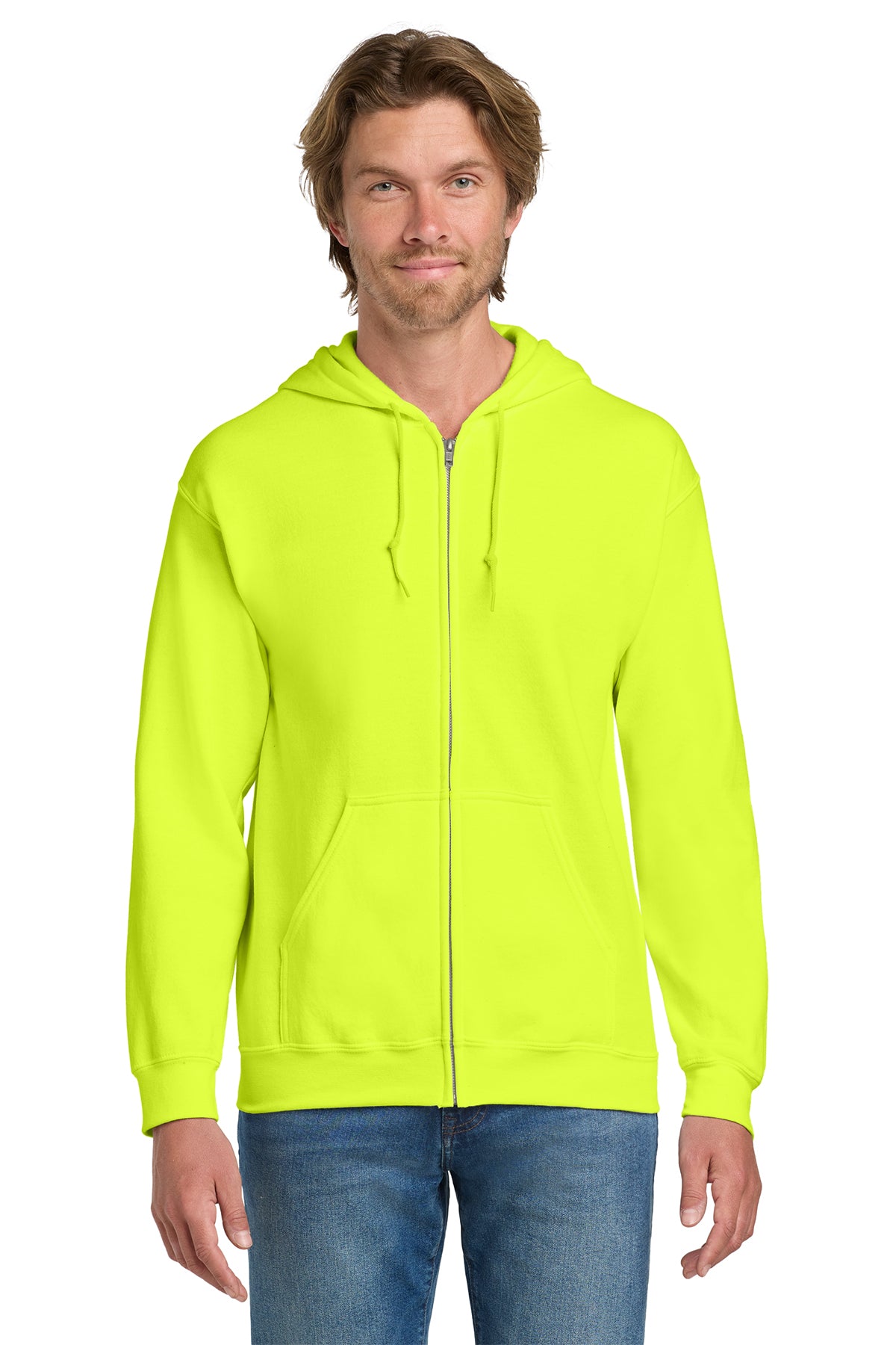 Gildan® 18600 Heavy Blend™ Full-Zip Hooded Sweatshirt - Safety Green