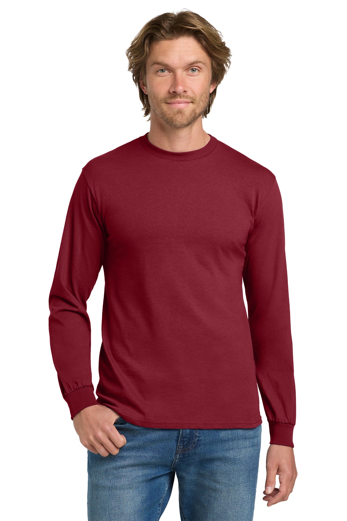 Gildan® 5400 Heavy Cotton™ 100% Cotton Long Sleeve T-Shirt - Cardinal Red