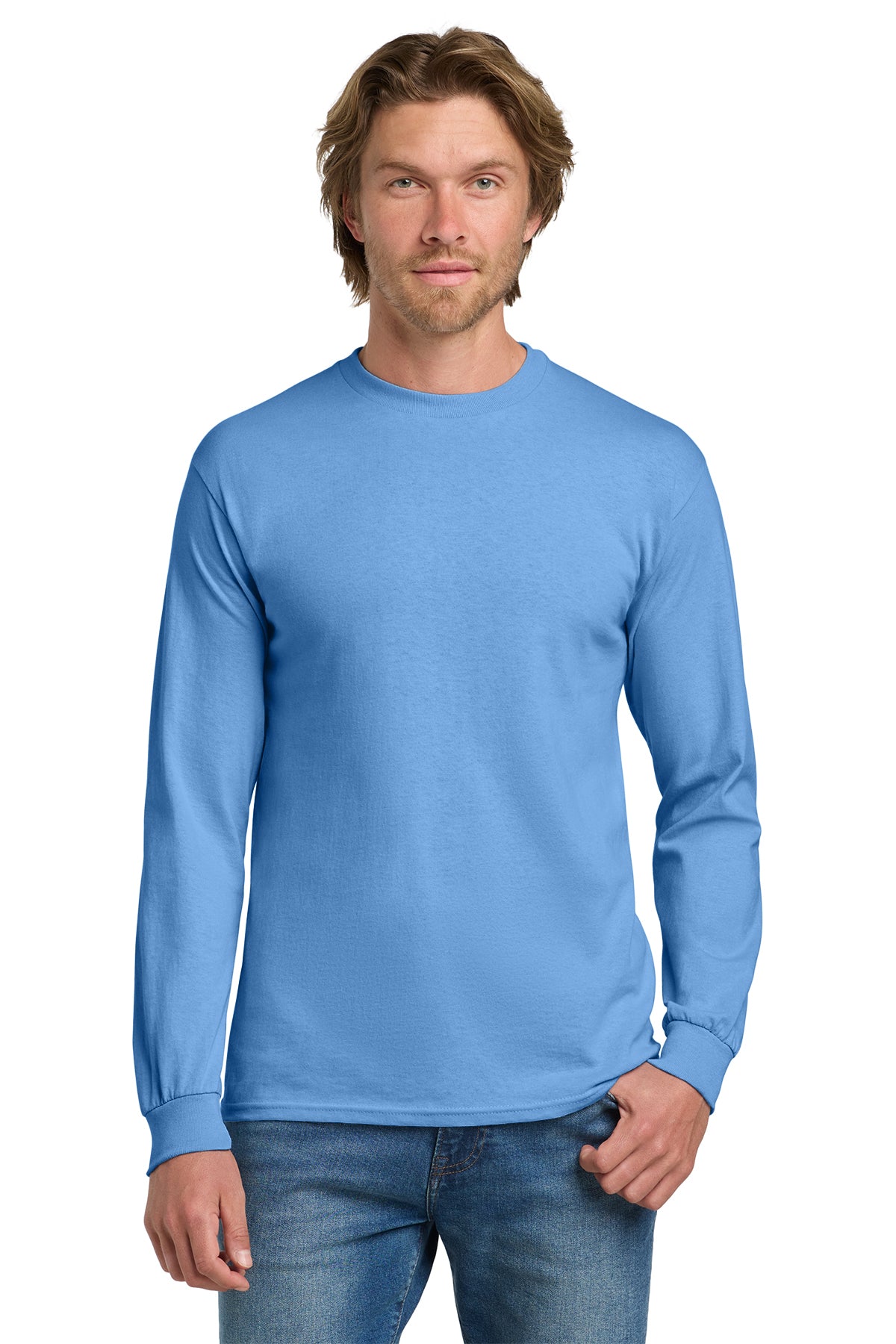 Gildan® 5400 Heavy Cotton™ 100% Cotton Long Sleeve T-Shirt - Carolina Blue