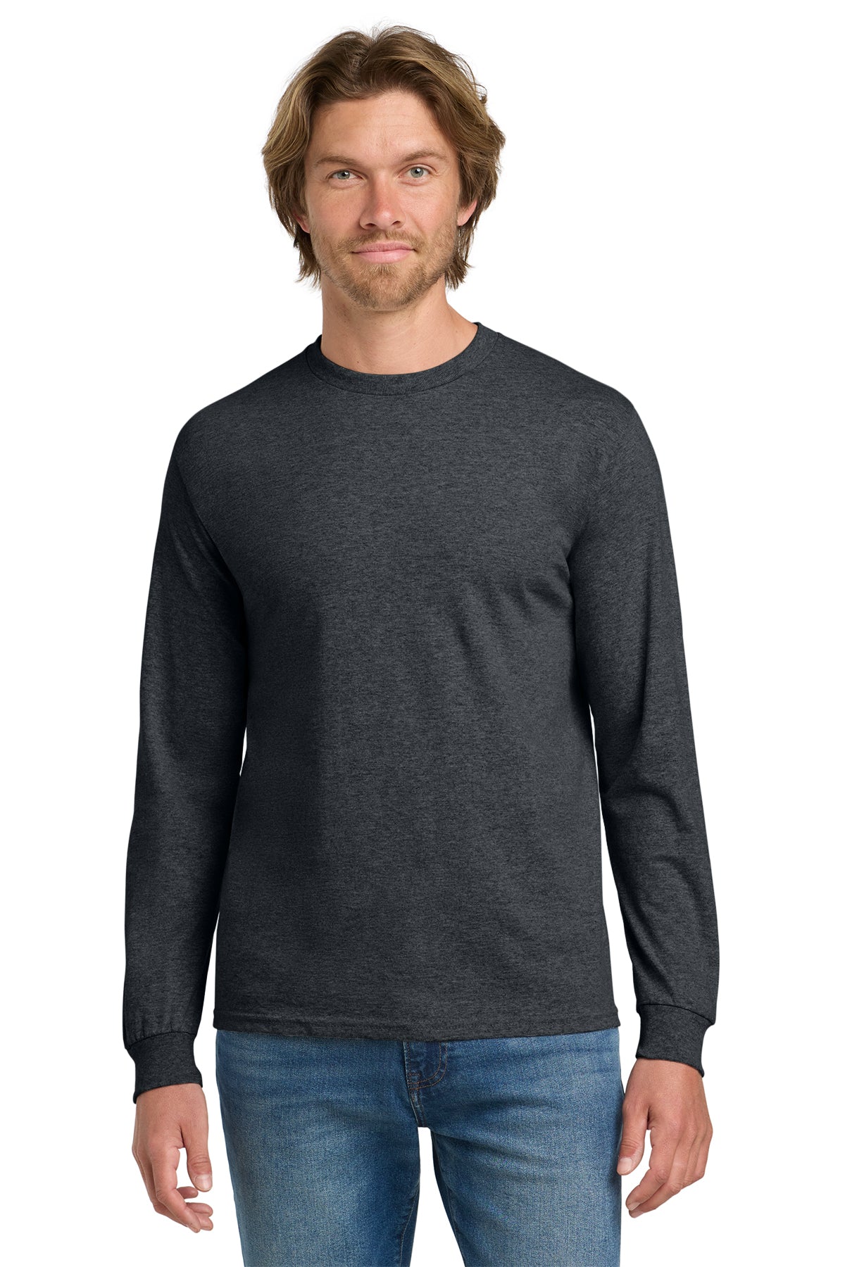 Gildan® 5400 Heavy Cotton™ 100% Cotton Long Sleeve T-Shirt - Dark Heather