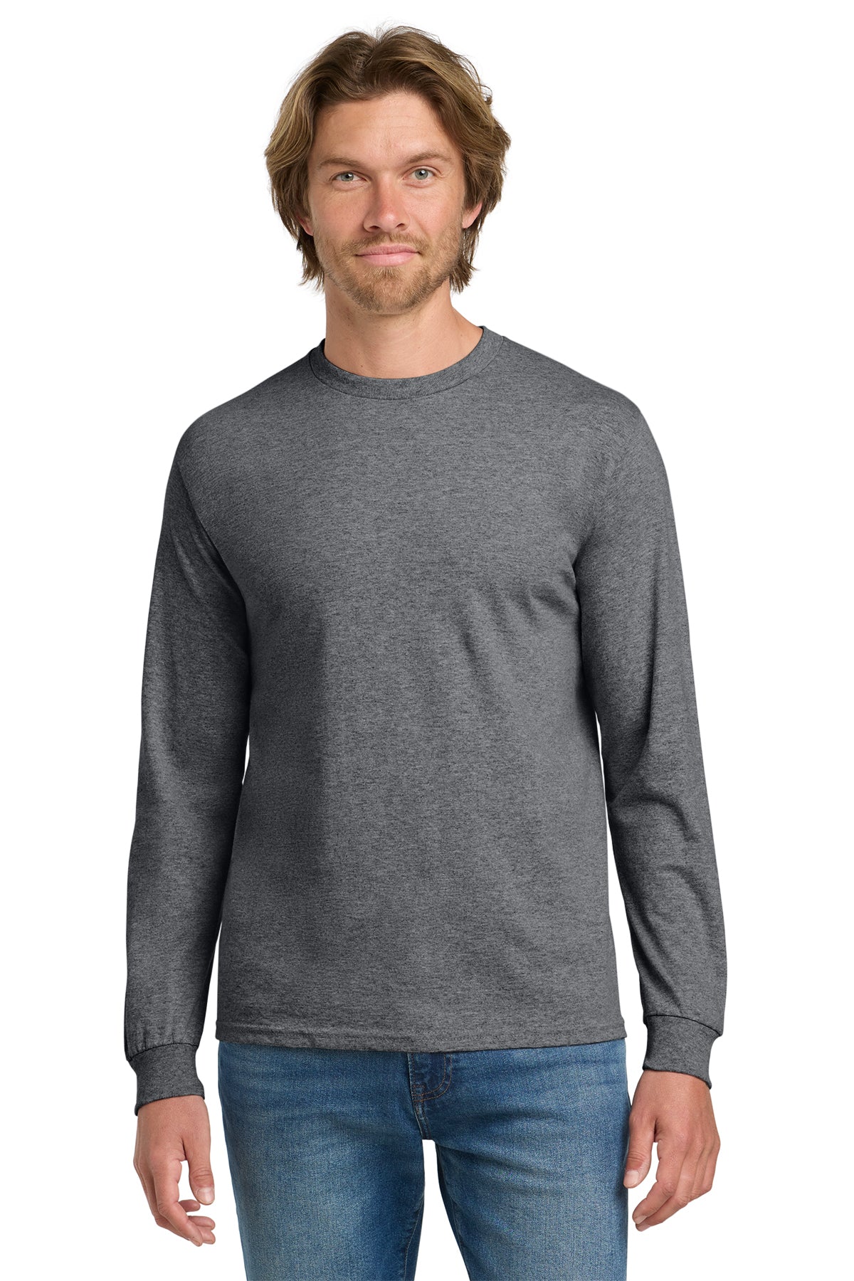 Gildan® 5400 Heavy Cotton™ 100% Cotton Long Sleeve T-Shirt - Graphite Heather