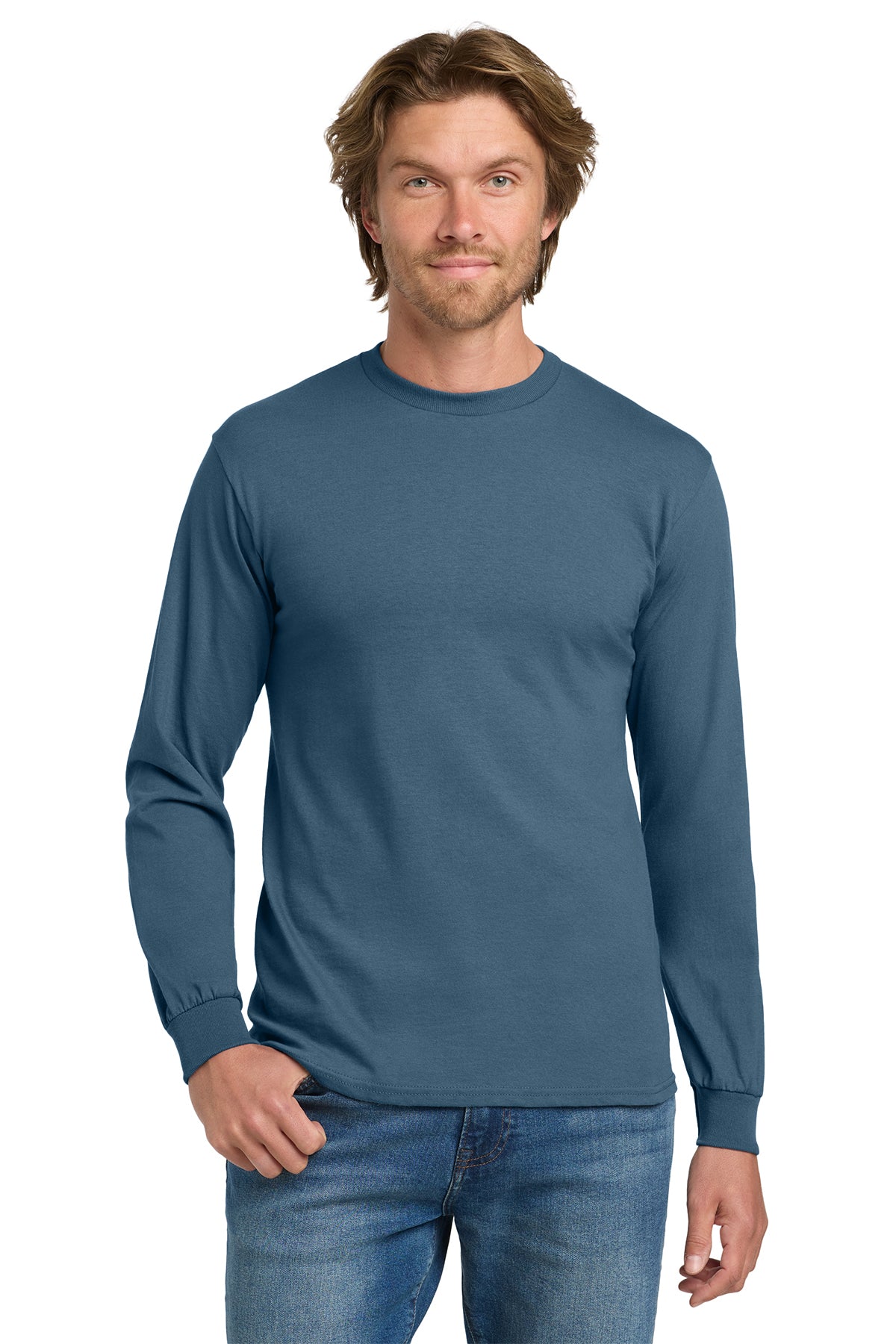 Gildan® 5400 Heavy Cotton™ 100% Cotton Long Sleeve T-Shirt - Indigo Blue