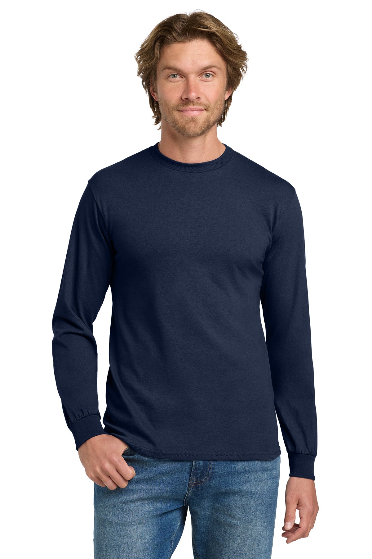 Gildan® 5400 Heavy Cotton™ 100% Cotton Long Sleeve T-Shirt - Navy