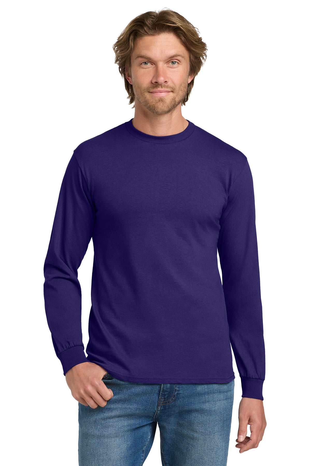 Gildan® 5400 Heavy Cotton™ 100% Cotton Long Sleeve T-Shirt - Purple