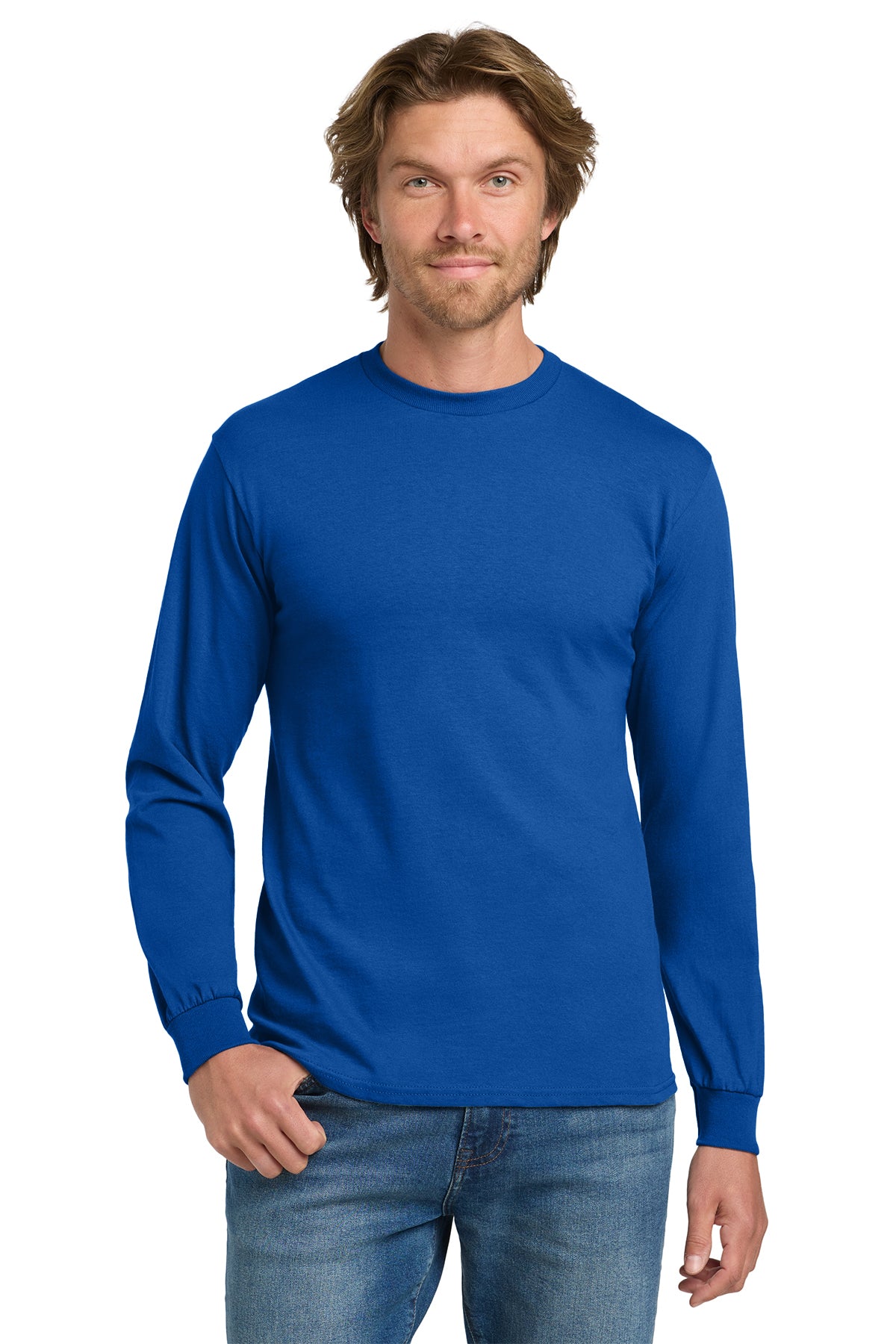 Gildan 5400 Heavy Cotton 100% Cotton Long Sleeve T-Shirt in Royal