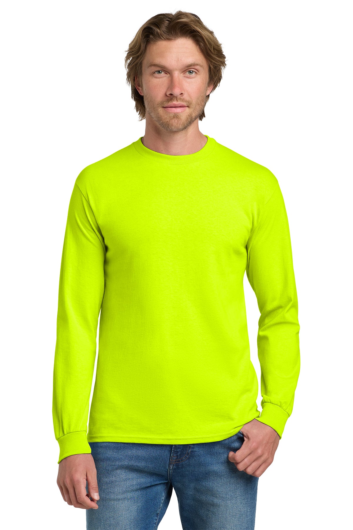 Gildan® 5400 Heavy Cotton™ 100% Cotton Long Sleeve T-Shirt - Safety Green