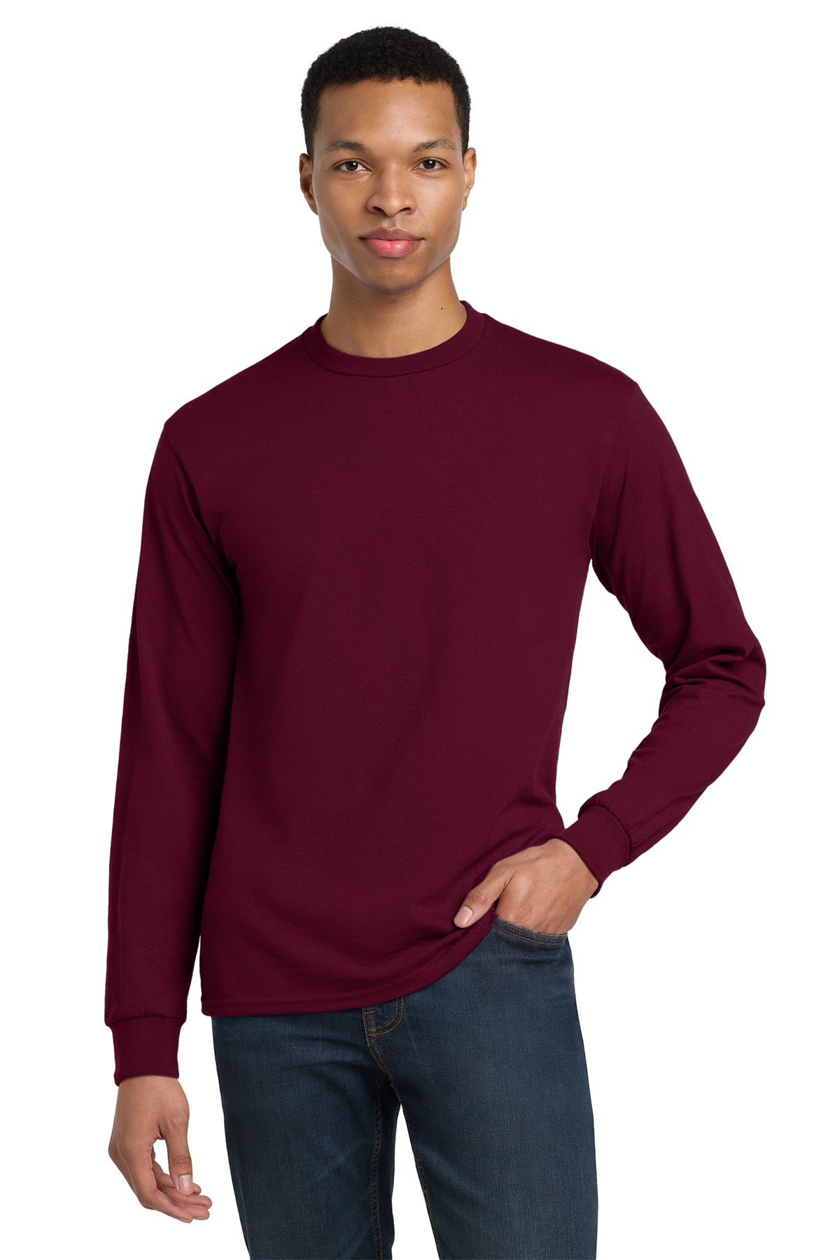 Gildan 8400 DryBlend 50 Cotton/50 Poly Long Sleeve T-Shirt in Maroon