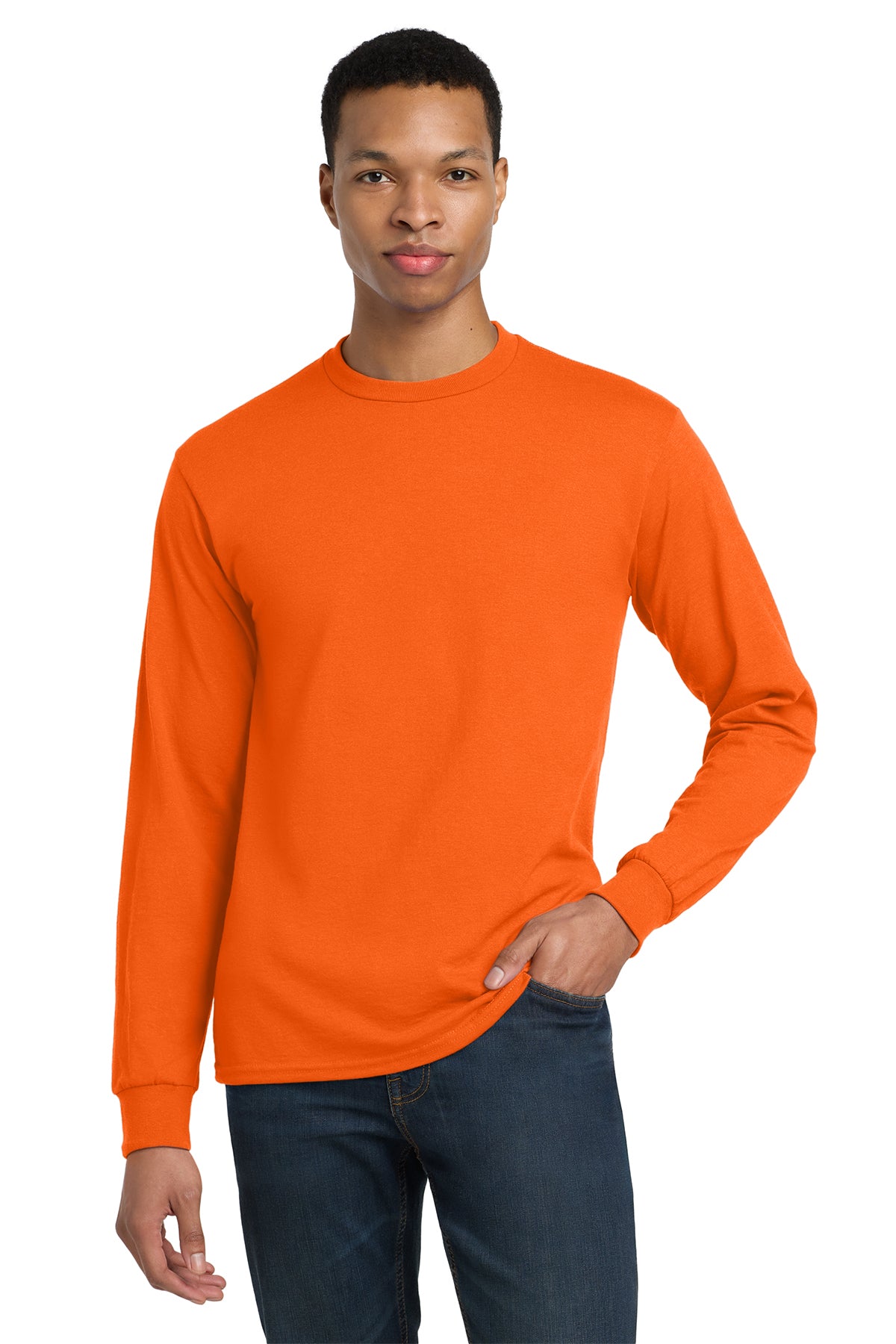 Gildan® 8400 DryBlend® 50 Cotton/50 Poly Long Sleeve T-Shirt - S. Orange