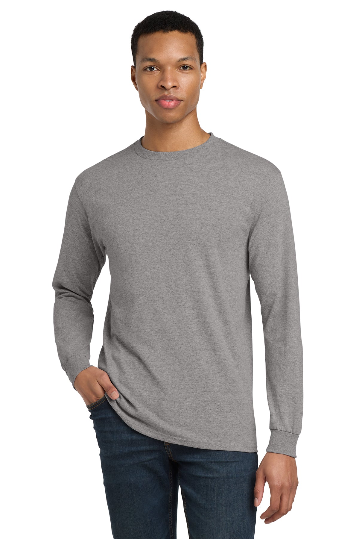 Gildan 8400 DryBlend 50 Cotton/50 Poly Long Sleeve T-Shirt in Sport Grey