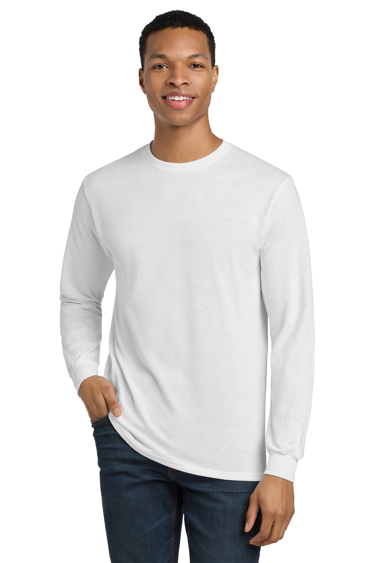 Gildan 8400 DryBlend 50 Cotton/50 Poly Long Sleeve T-Shirt in White