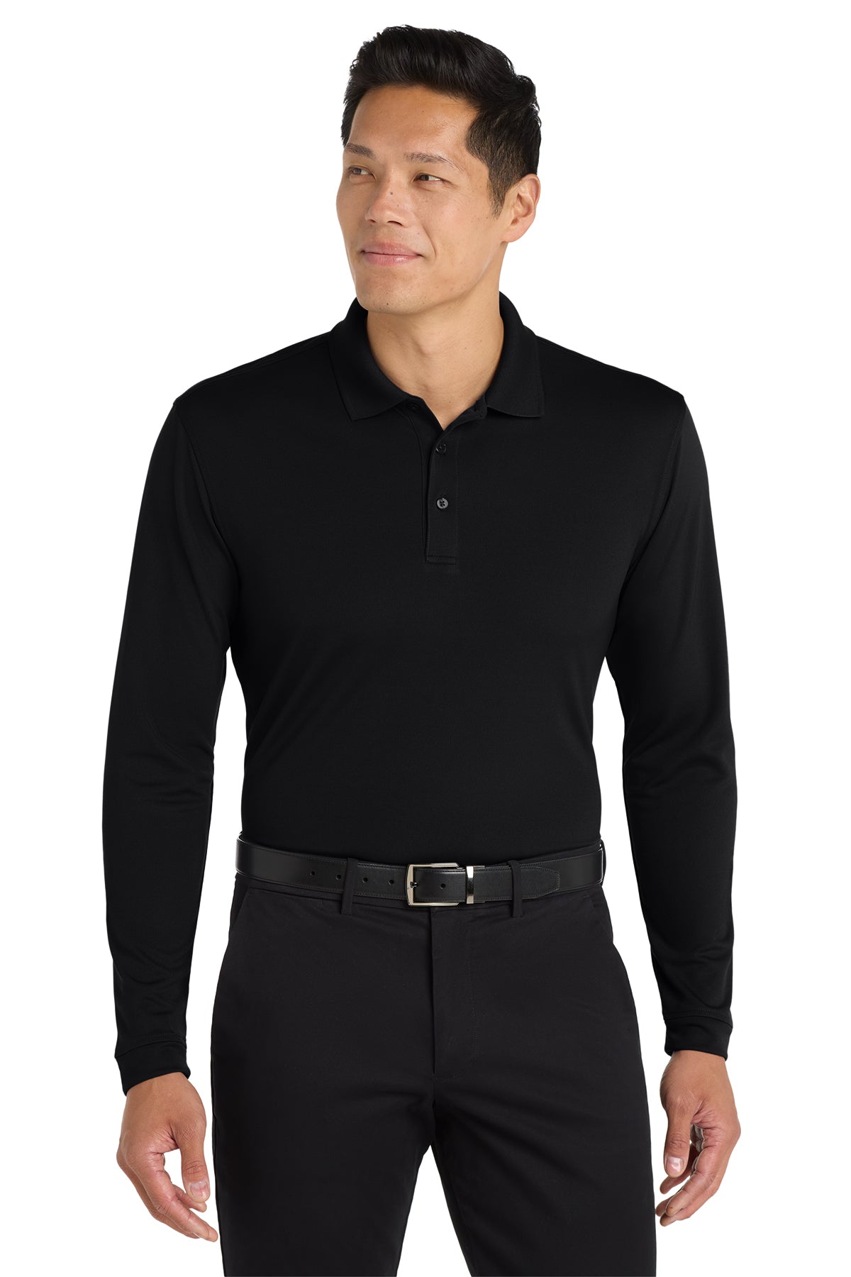 Port Authority® K110LS Dry Zone® UV Micro-Mesh Long Sleeve Polo - Deep Black