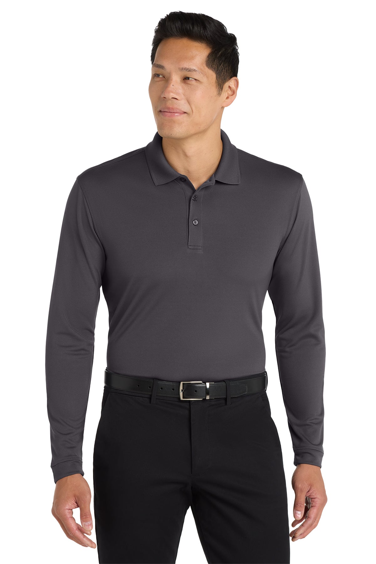 Port Authority K110LS Dry Zone UV Micro-Mesh Long Sleeve Polo in Graphite