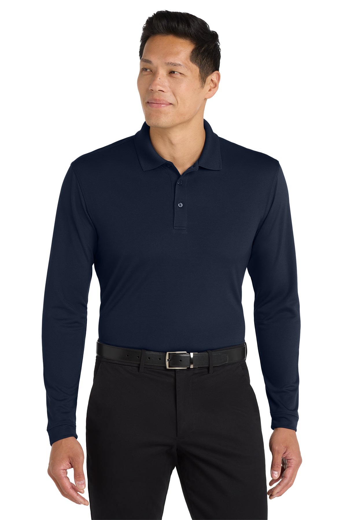 Port Authority K110LS Dry Zone UV Micro-Mesh Long Sleeve Polo in River Blue Navy