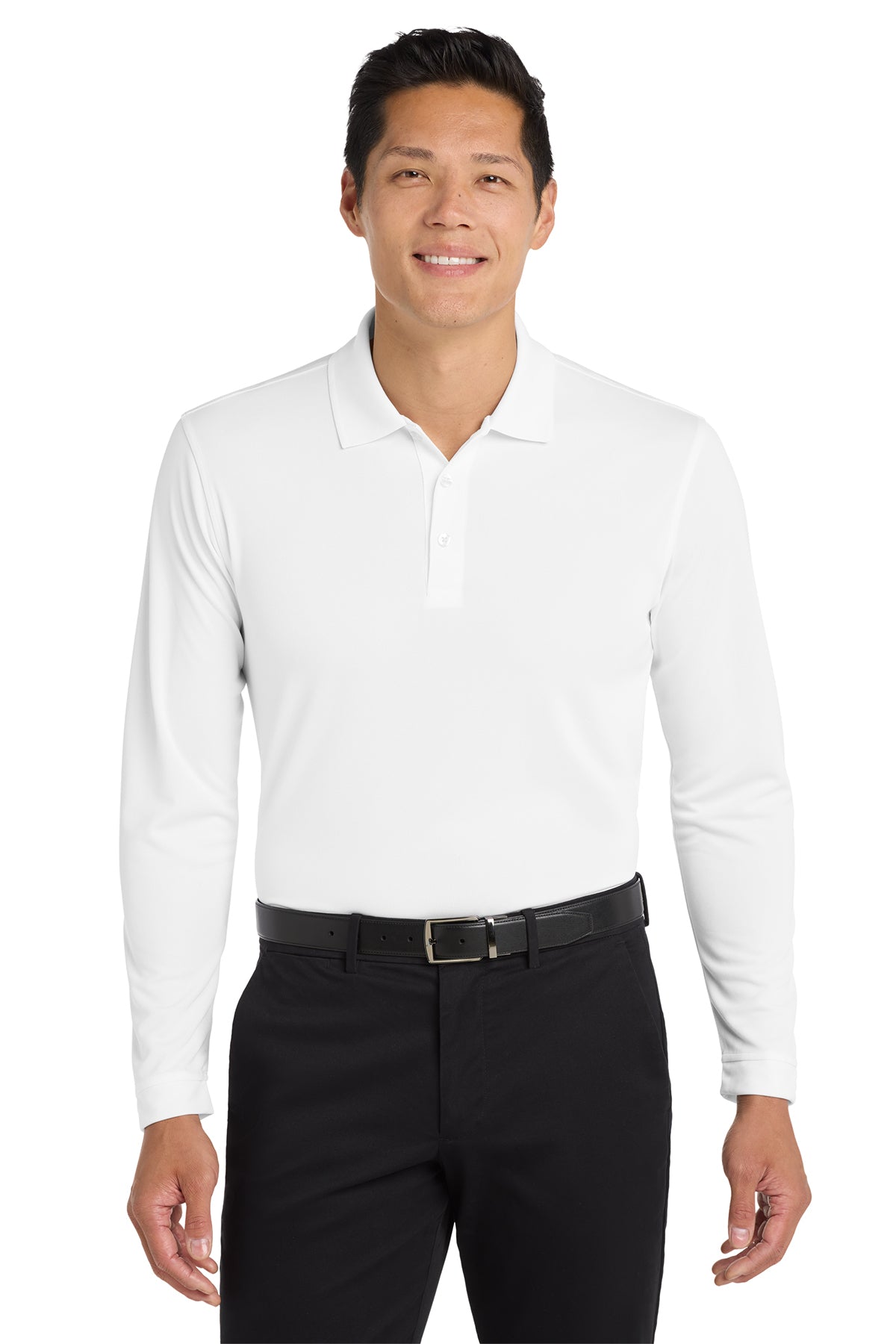 Port Authority K110LS Dry Zone UV Micro-Mesh Long Sleeve Polo in White