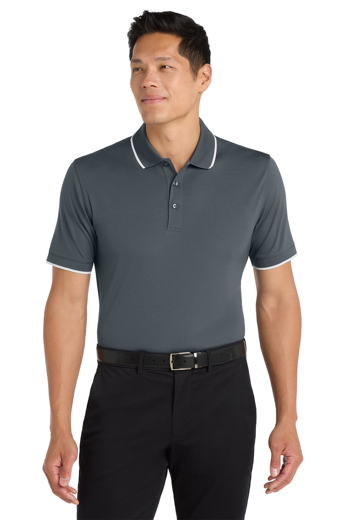 Port Authority® K111 Dry Zone® UV Micro-Mesh Tipped Polo - Graphite/ White