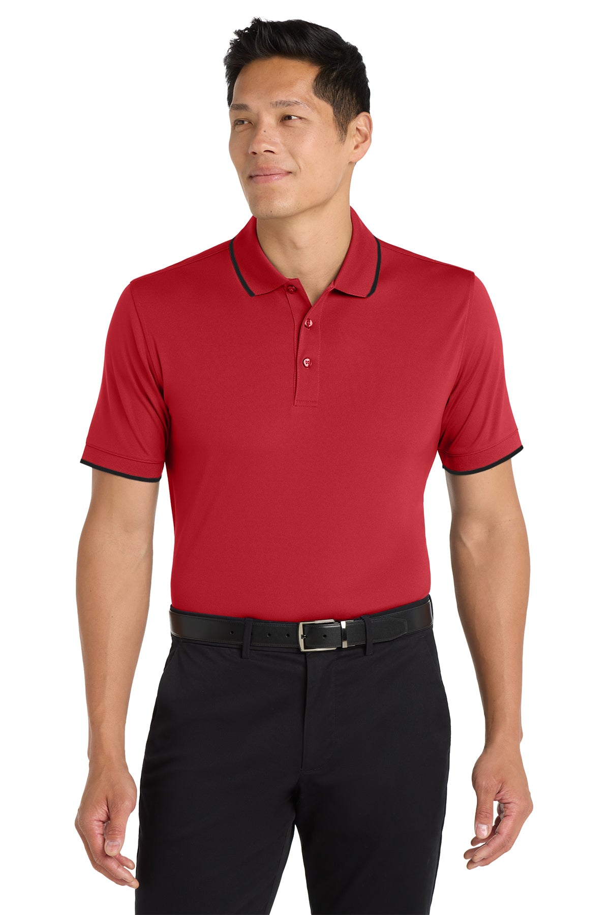 Port Authority® K111 Dry Zone® UV Micro-Mesh Tipped Polo - Rich Red/ Deep Black