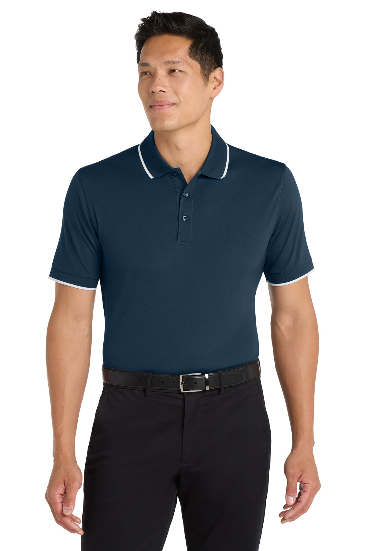 Port Authority® K111 Dry Zone® UV Micro-Mesh Tipped Polo - River Blue Navy/ White