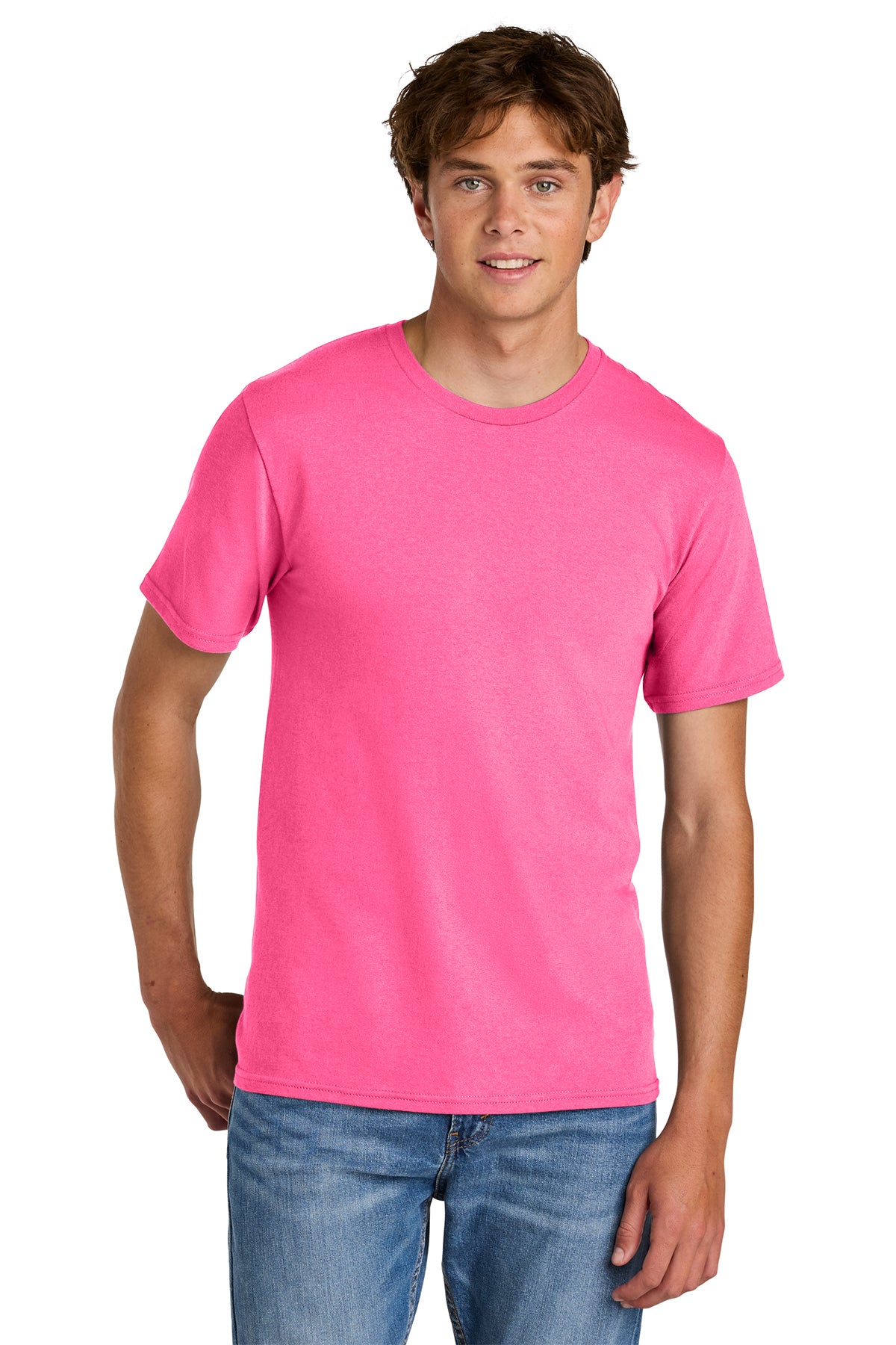Port & Co® PC43 Easy Cotton Tee - Neon Pink