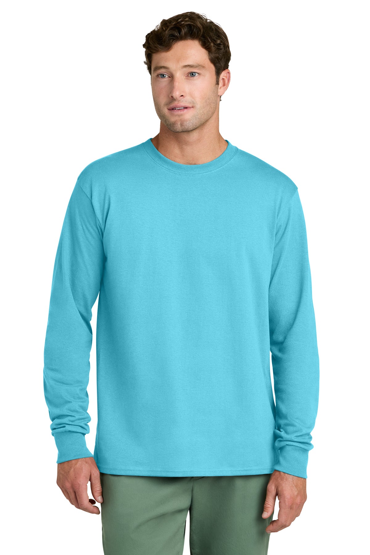 Port & Co® PC54LS Long Sleeve Core Cotton Tee - Aquatic Blue