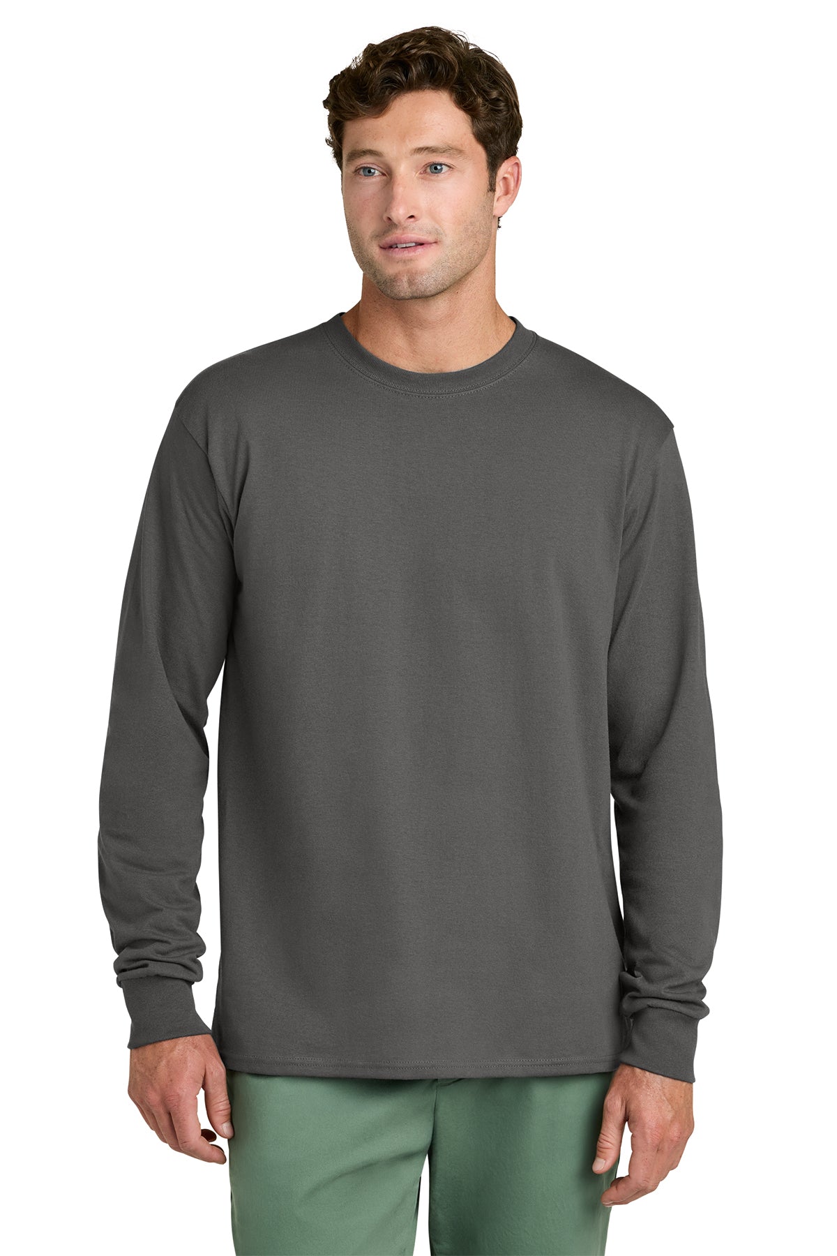 Port & Co® PC54LS Long Sleeve Core Cotton Tee - Charcoal