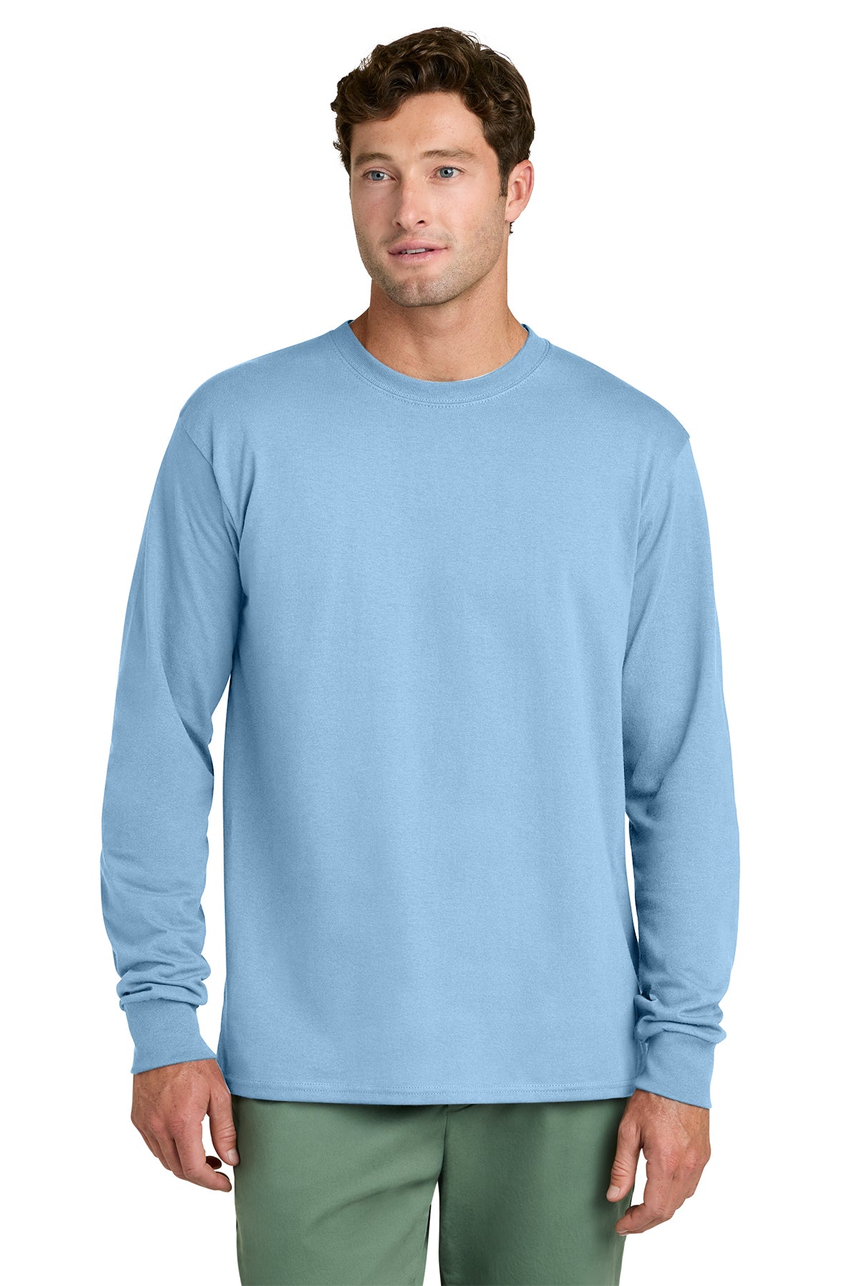 Port & Co® PC54LS Long Sleeve Core Cotton Tee - Light Blue