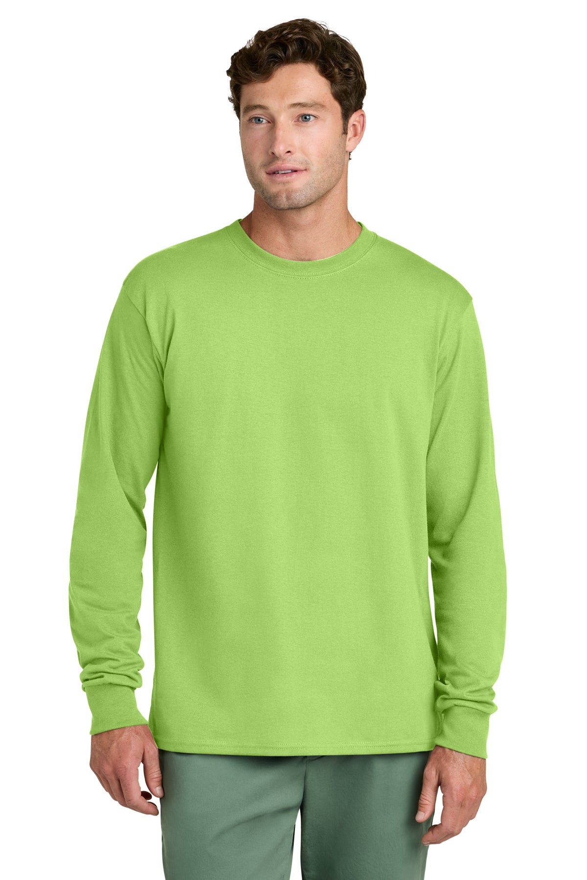 Port & Co® PC54LS Long Sleeve Core Cotton Tee - Lime