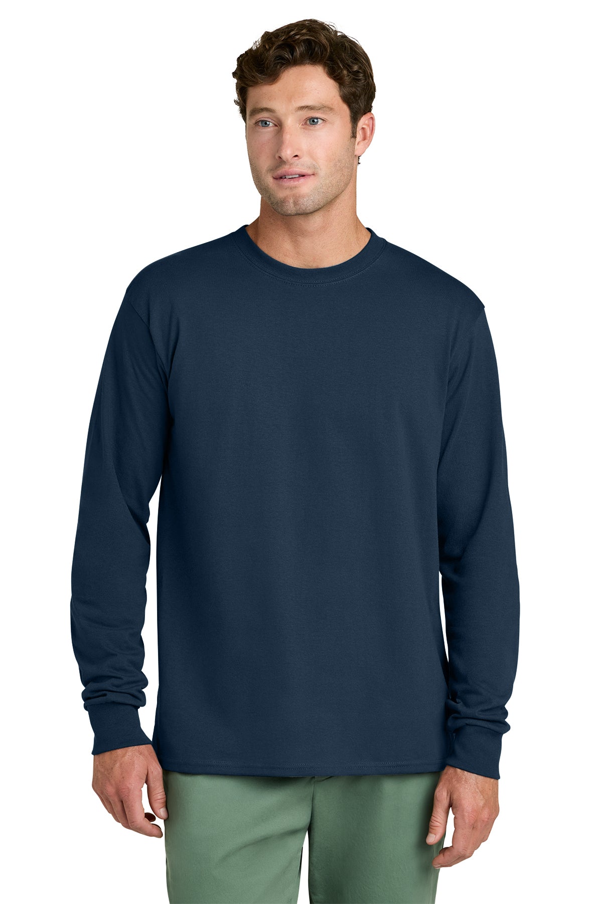 Port & Co PC54LS Long Sleeve Core Cotton Tee in Navy
