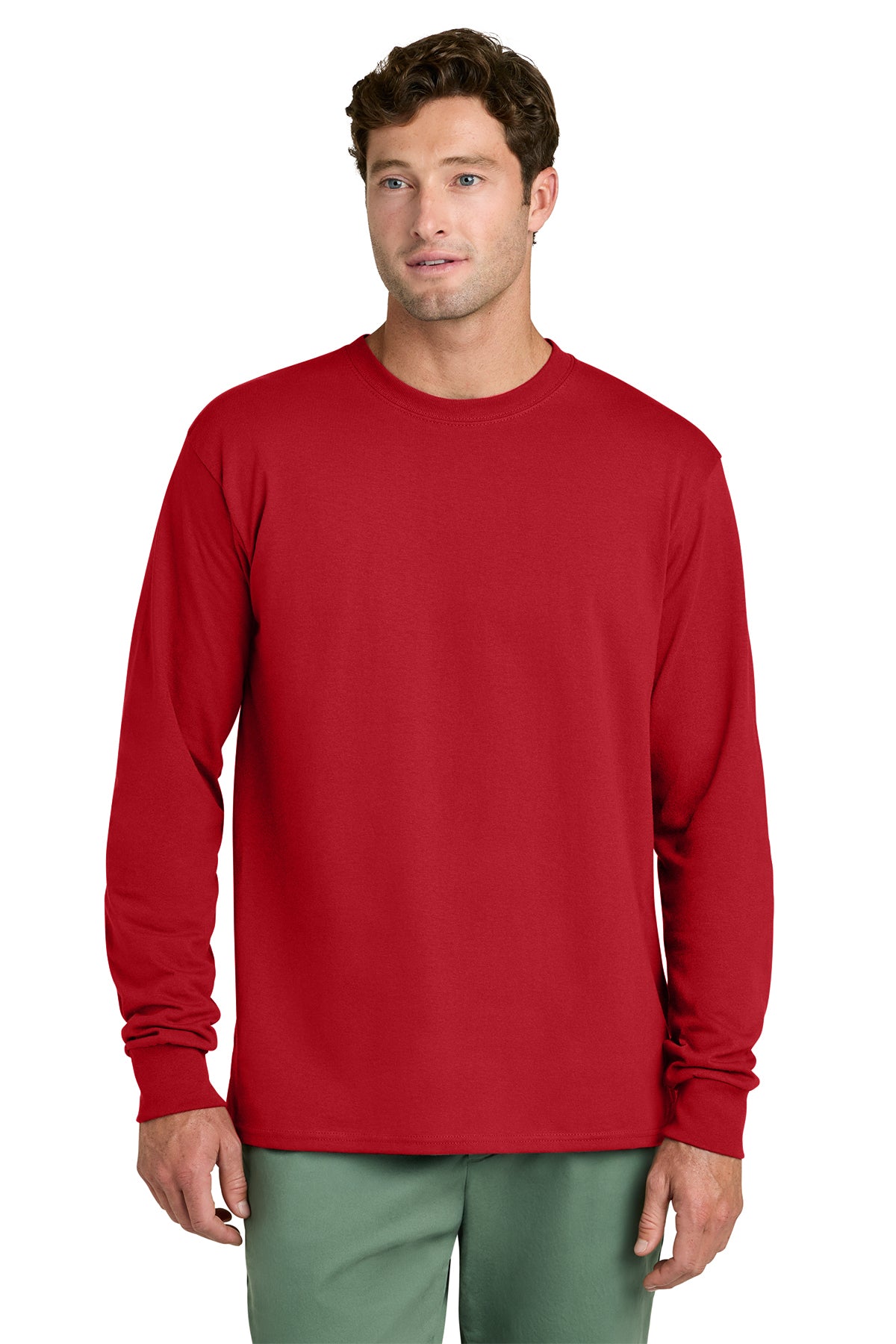 Port & Co PC54LS Long Sleeve Core Cotton Tee in Red
