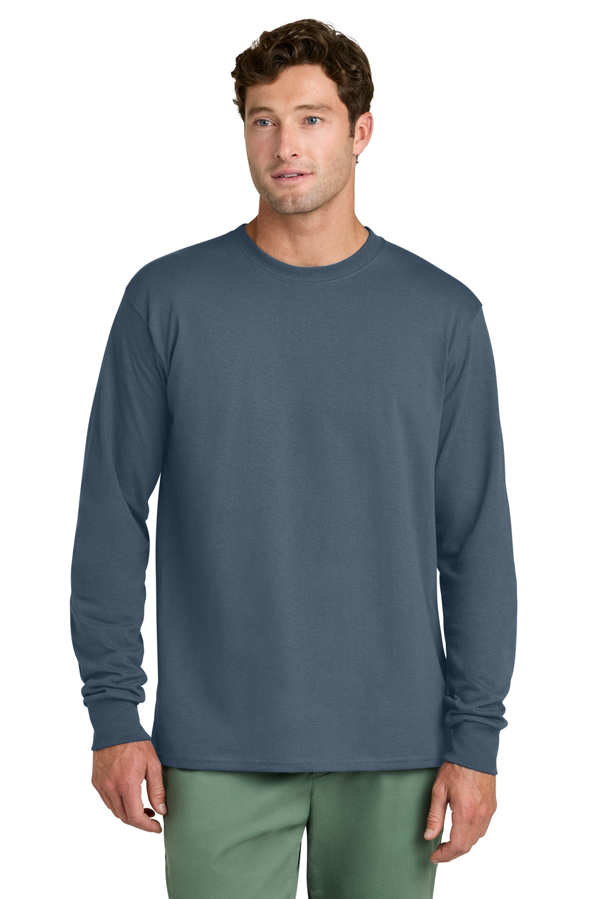Port & Co® PC54LS Long Sleeve Core Cotton Tee - Steel Blue
