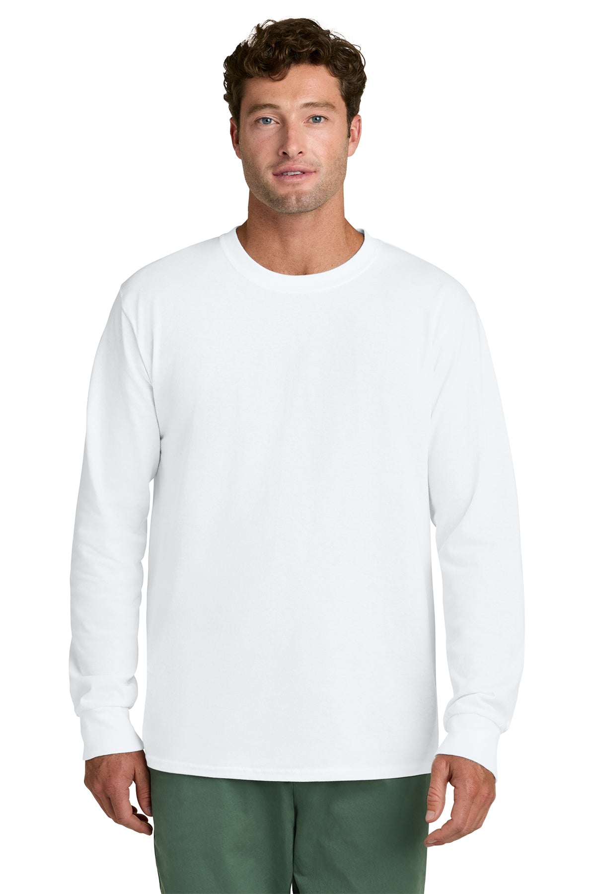 Port & Co PC54LS Long Sleeve Core Cotton Tee in White
