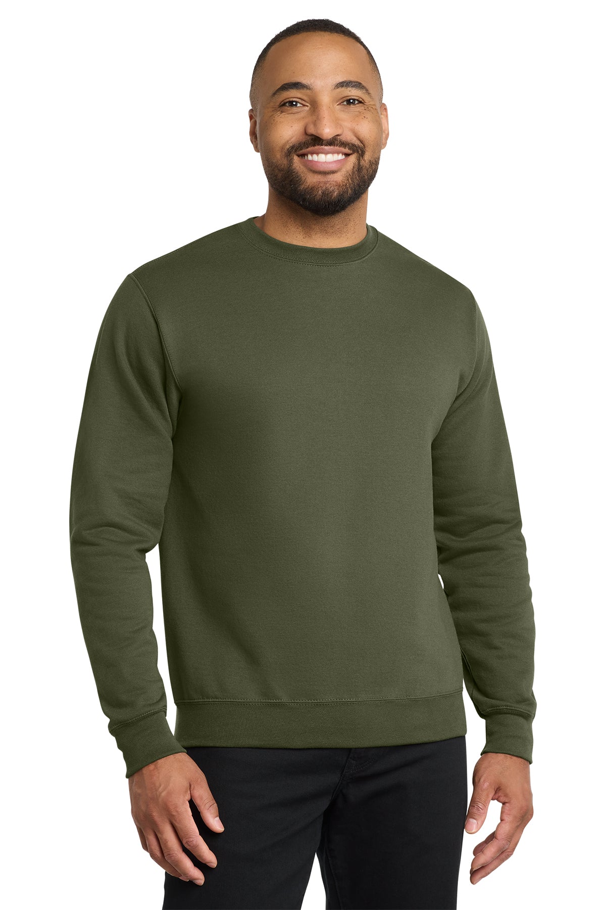 Port & Co PC78 Core Fleece Crewneck Sweatshirt in Olive Drab Green
