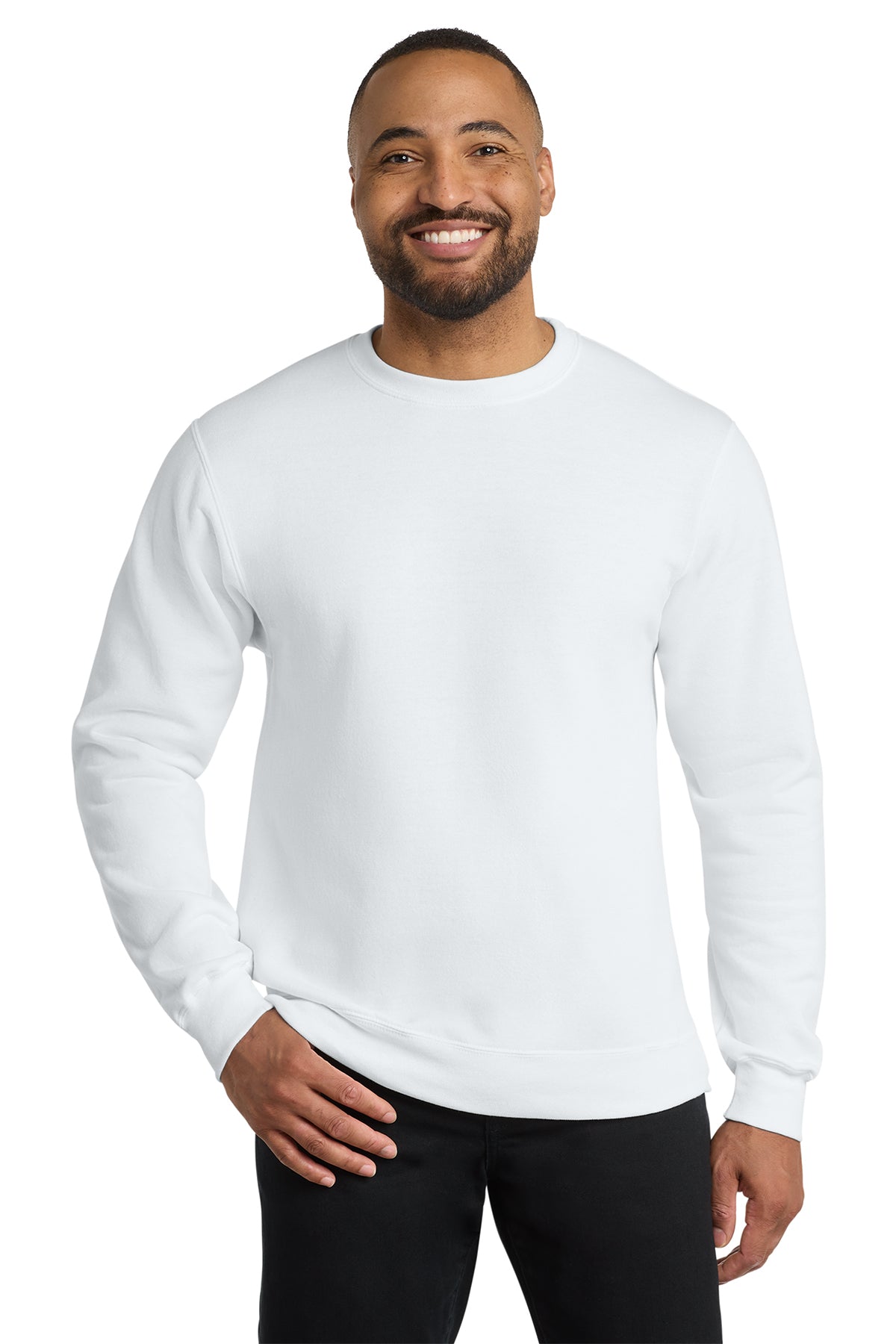 Port & Co PC78 Core Fleece Crewneck Sweatshirt in White