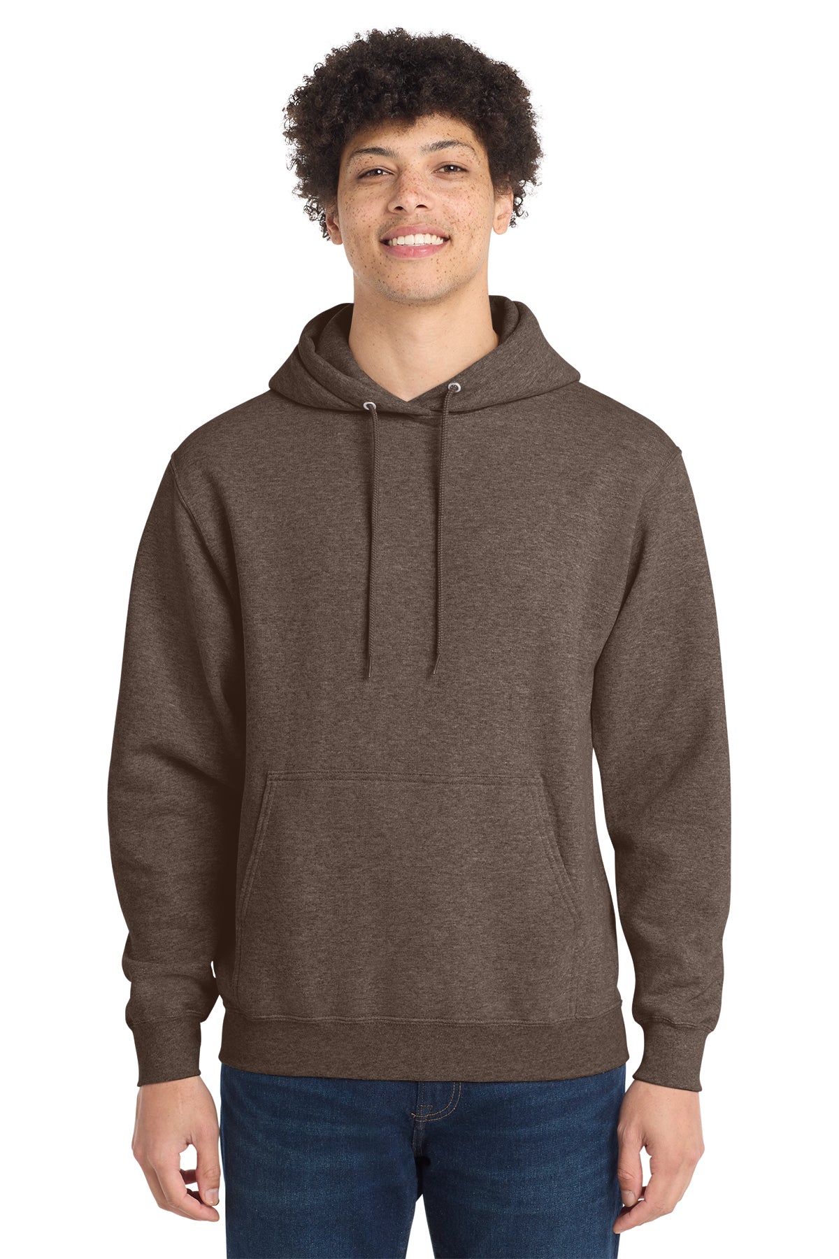 Port & Co® PC78H Core Fleece Pullover Hooded Sweatshirt - Heather Dark Chocolate Brown