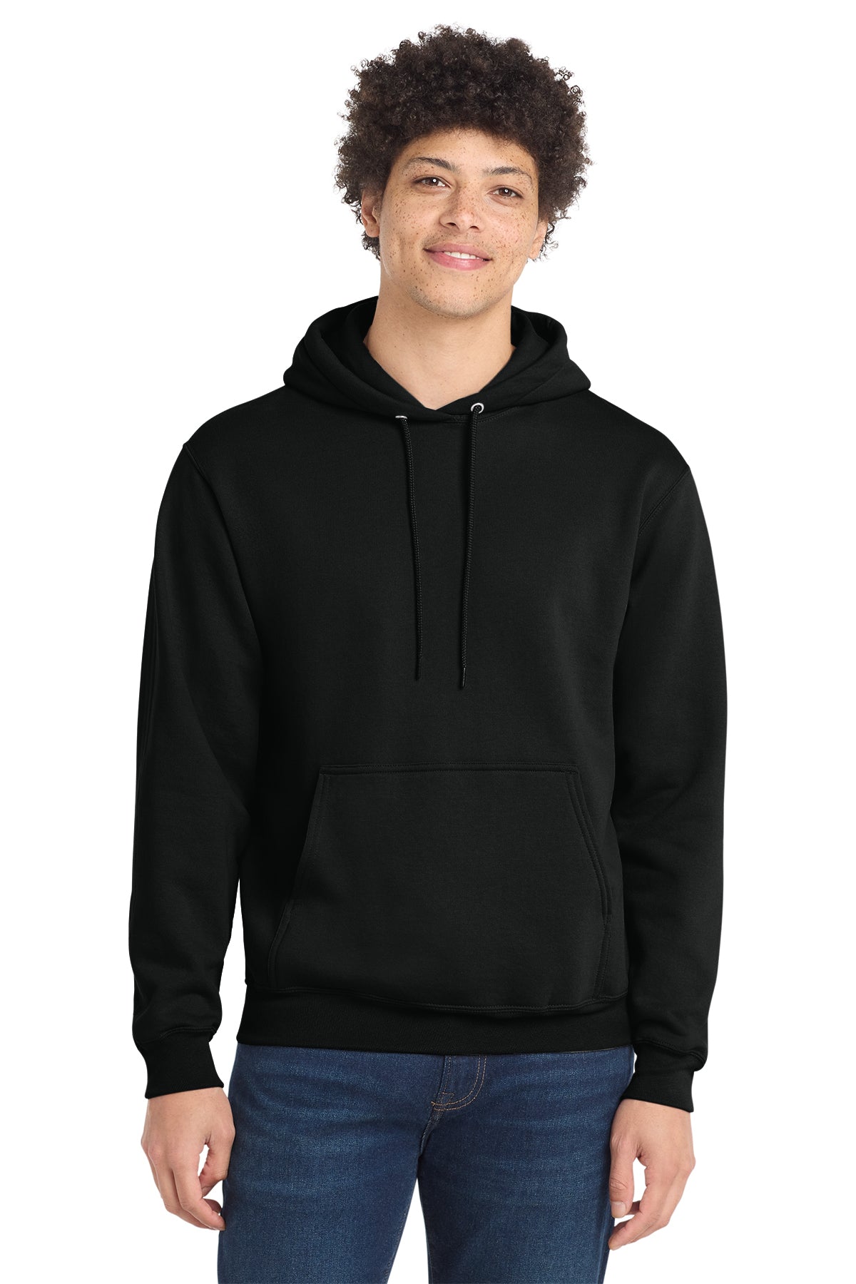 Port & Co PC78H Core Fleece Pullover Hooded Sweatshirt in Jet Black