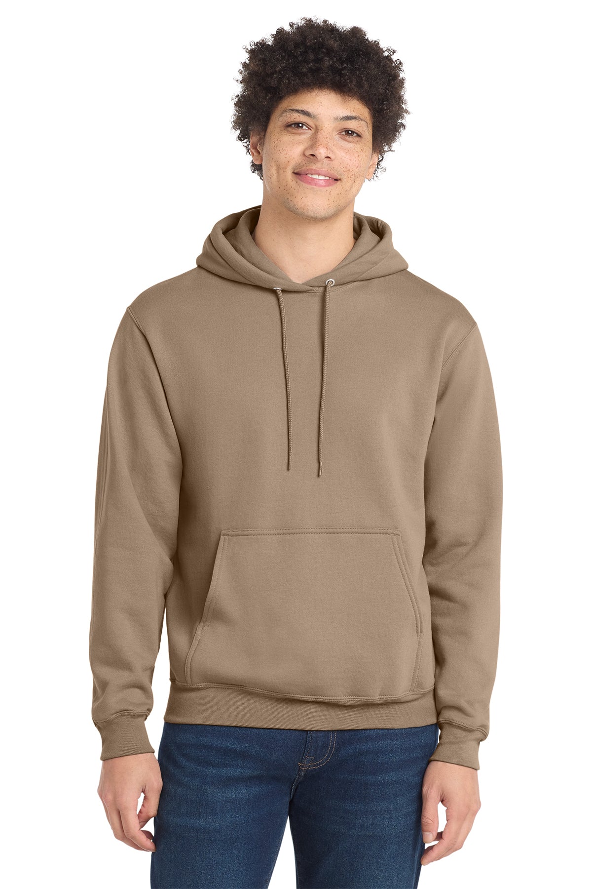 Port & Co PC78H Core Fleece Pullover Hooded Sweatshirt in Sand